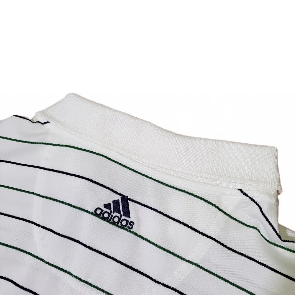 Vintage Adidas Shirt Men White Striped Golf ClimaCool Y2K Classic Polos Shirt XL